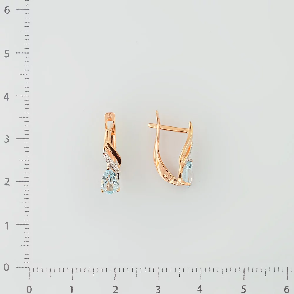 Серьги с топазом из красного золота 585 пробы