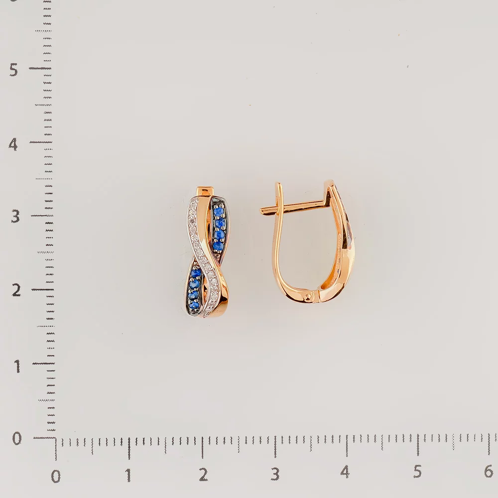 Серьги с сапфиром из красного золота 585 пробы
