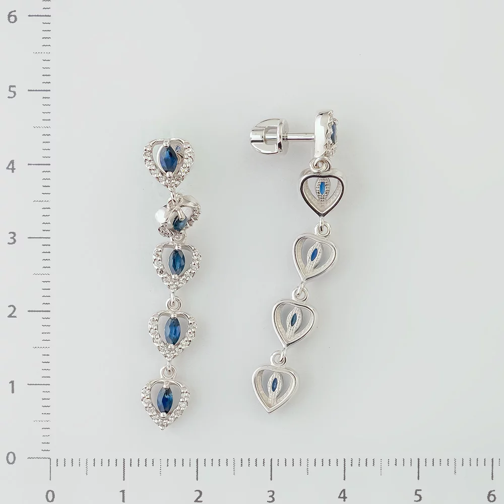Серьги с бриллиантом из белого золота 585 пробы