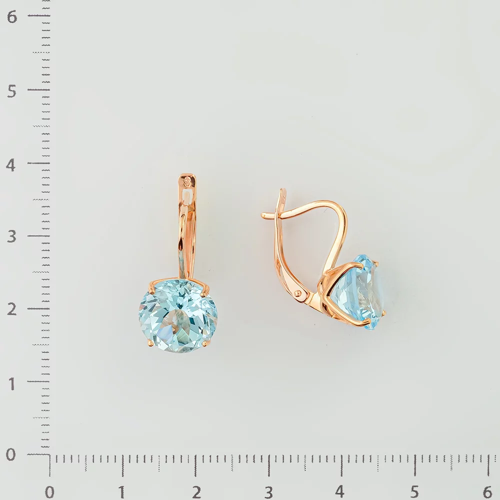 Серьги с топазом из красного золота 585 пробы