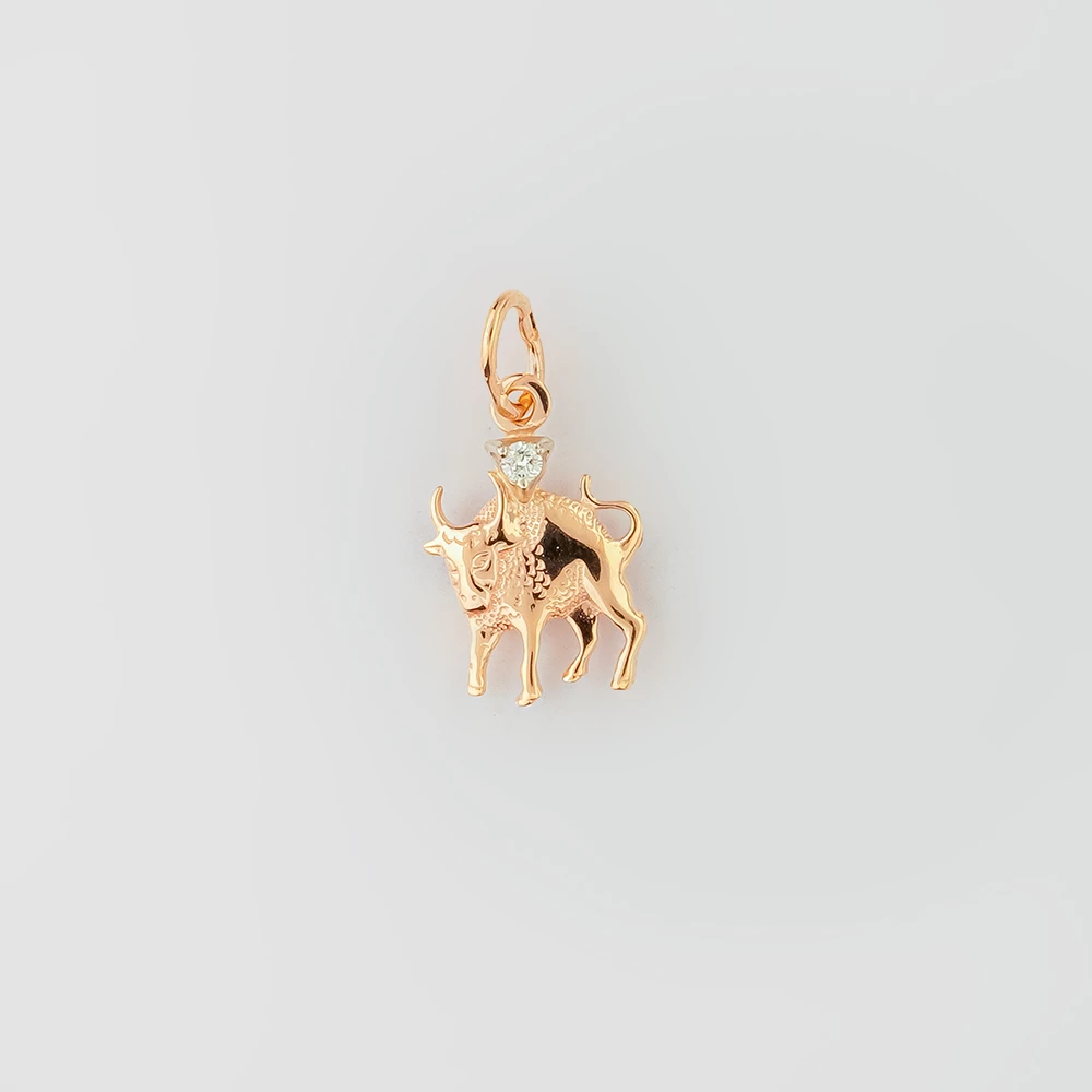 Подвес с бриллиантом из красного золота 585 пробы