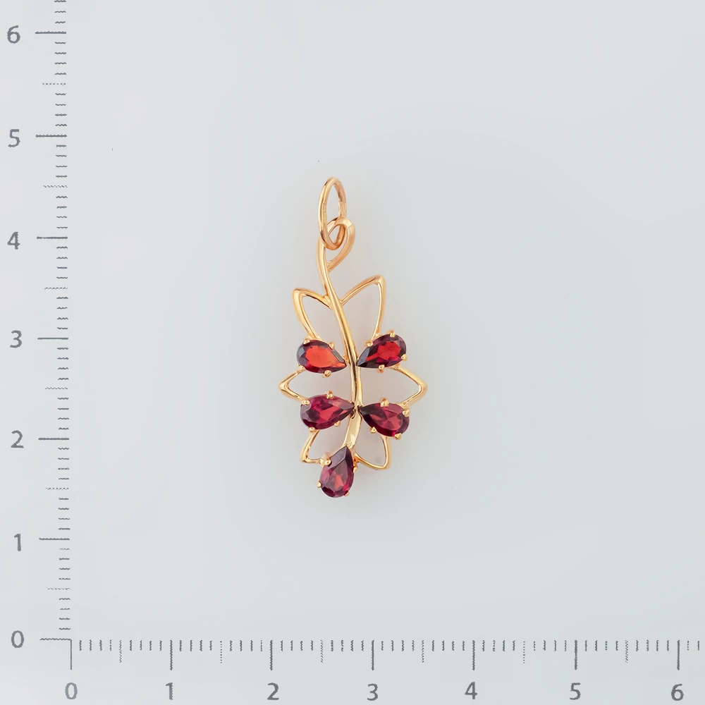 Подвес с гранатом из красного золота 585 пробы
