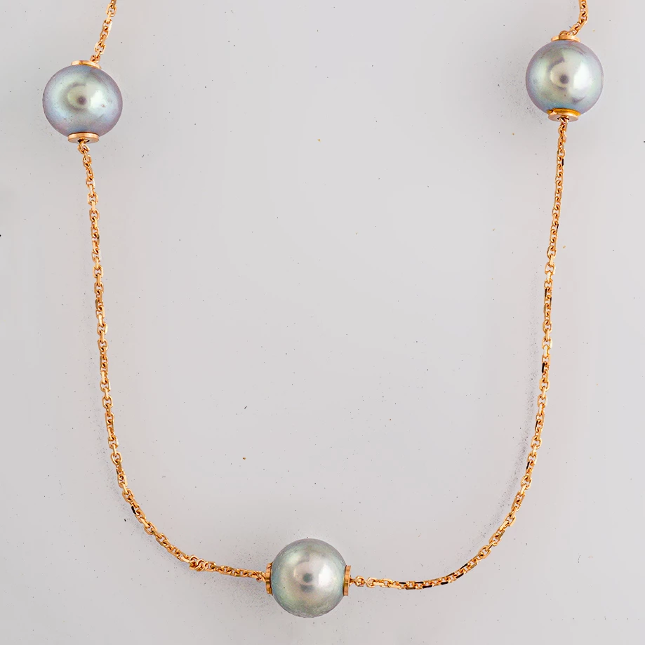 Колье с культивированным жемчугом из красного золота 585 пробы